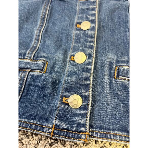 Madewell Denim Square Neck Crop Top, Dark Wash Women’s Small, Button Up Western - Picture 7 of 14